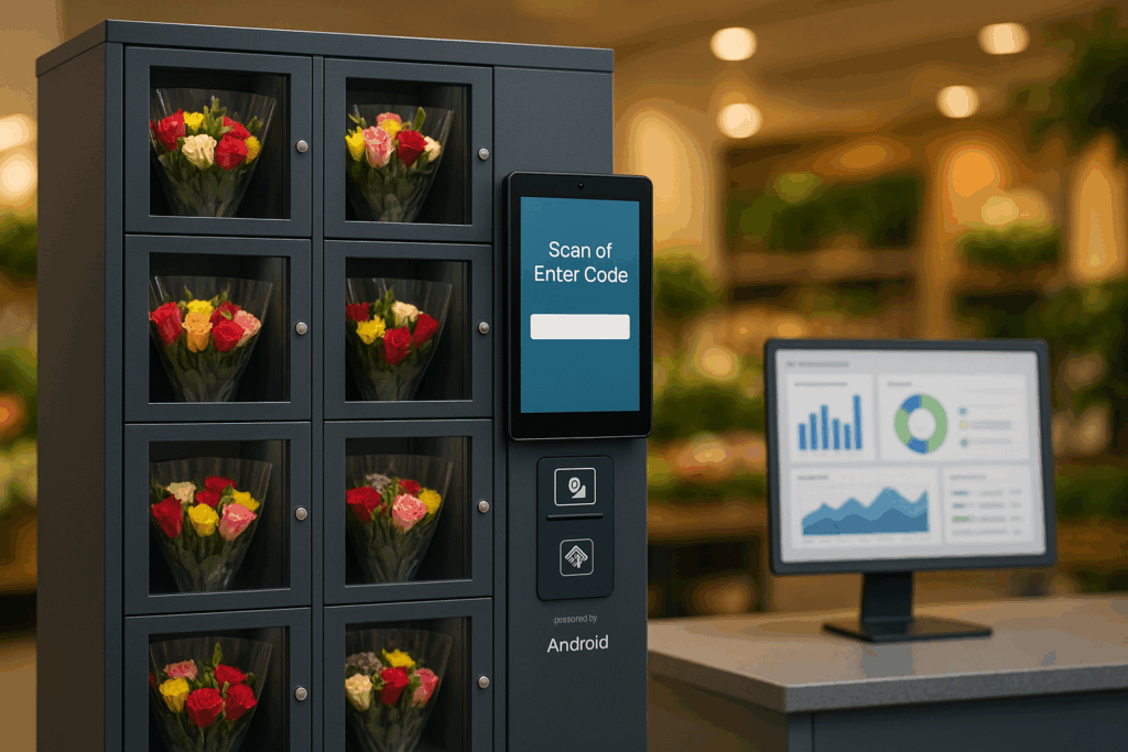 Refrigerated floral vending cabinet