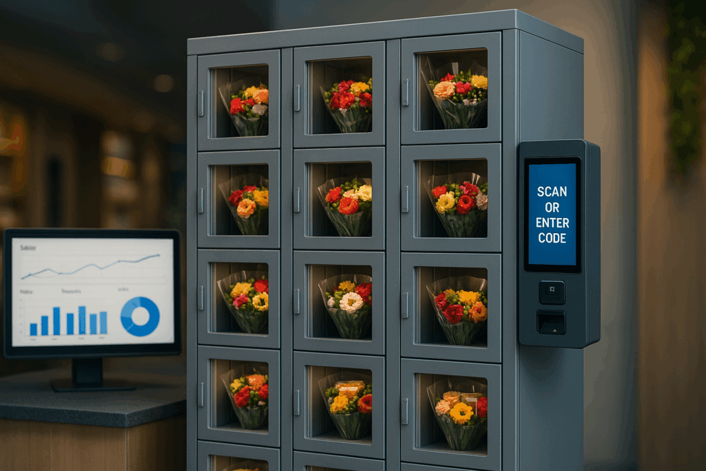 Refrigerated floral vending cabinet